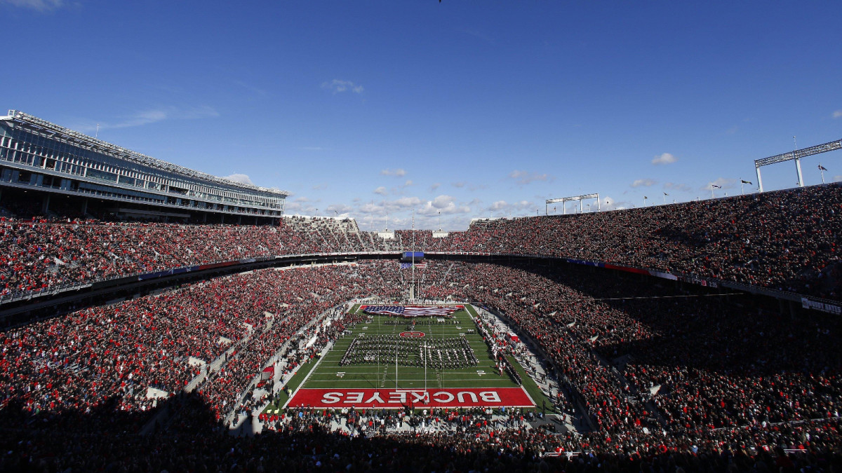 A flyover lead by U.S. Airforce Capt. Kyle Cassady, grandson of former Ohio State Heisman Trophy winner Howard \"Hopalong\" Cassady flies over Ohio Stadium during the National Anthem prior to the NCAA football game against the Nebraska Cornhuskers on Nov. 3, 2018. ghows-OH-200528718-83ad10e5.jpg  